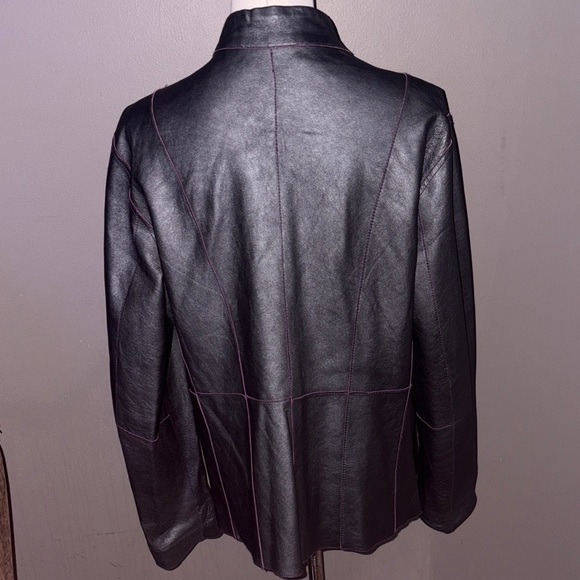 Reversable Lambskin Leather Jacket purple & charcoal grey!new#metallicjacket - Picture 8 of 8